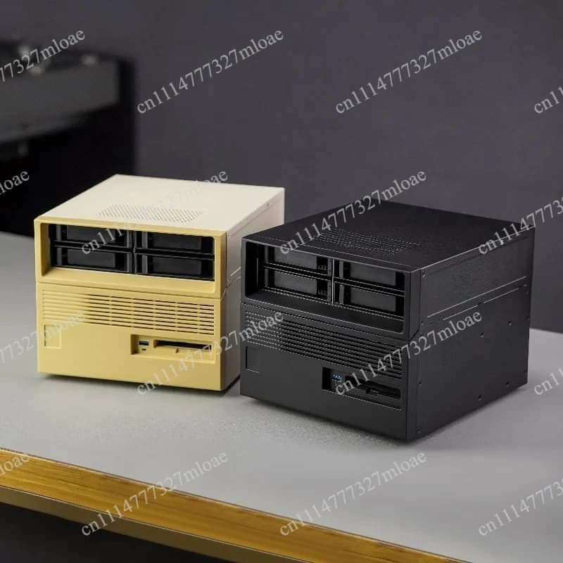 Vintage Classic NAS Storage Retro Themed 4+2 Hard Drive Bay Enclosure Compact Home Server Chassis with Timeless Aesthetic Design