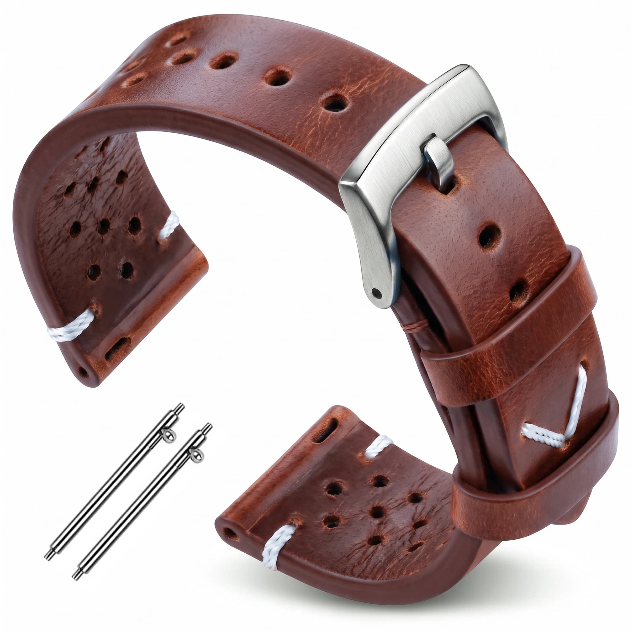 Handmade Top Grain Oil Wax Leather Watchband 18mm 20mm 22mm 24mm Vintage Breathable Cowhide Watch Strap Men Accessories