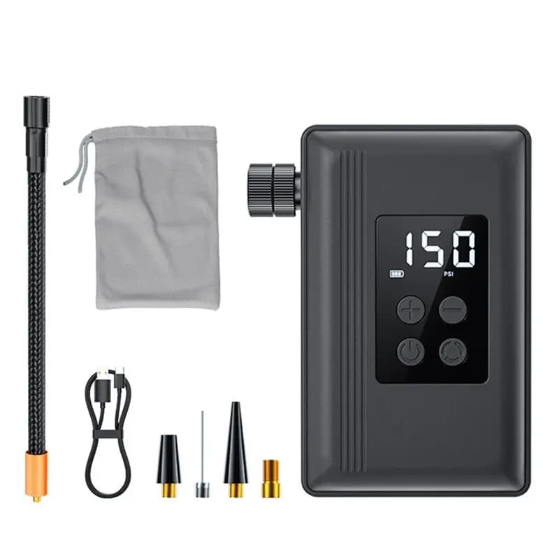 B48B-Pompa di gonfiaggio per bicicletta con illuminazione, pompa per pneumatici per bici cablata ricaricabile con indicatore digitale leggera e portatile