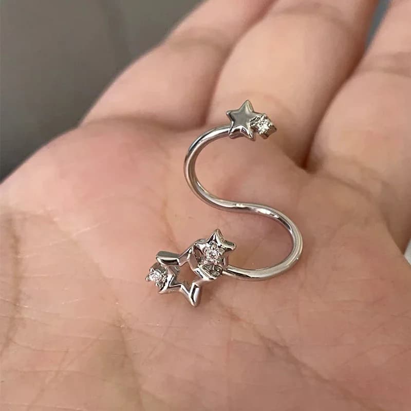 1PC Star Surround Planet Spiral Ear Bone Nail For Women New Fashion Silver Color Earrings Accessories