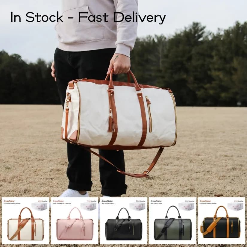 Borsa per indumenti da trasporto Borsa da viaggio grande in pelle PU da 55 litri impermeabile con custodia per scarpe per borse da viaggio per valigie sospese 2 in 1