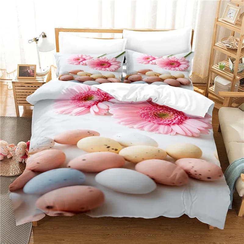 Set di Biancheria da Letto Rosa, Copripiumino con Stampa Digitale 3D, Set Lenzuola Queen Size, Design alla Moda