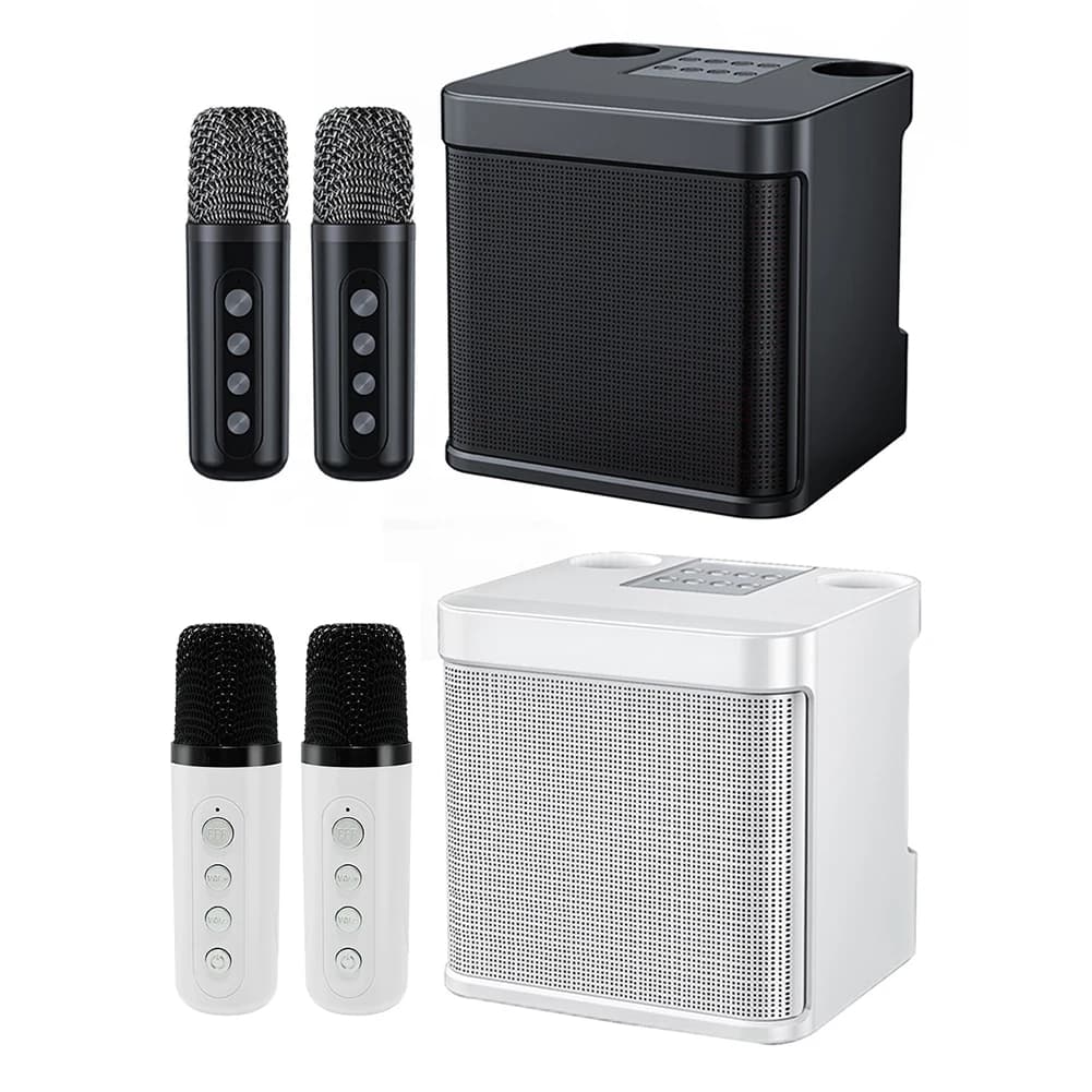 Altoparlante BT portatile con 2 microfoni wireless Macchina per karaoke Altoparlante per karaoke wireless per feste in casa per adulti e bambini