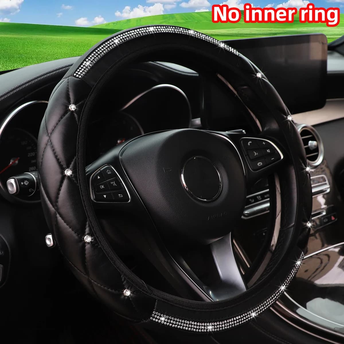 1 set of stereo lamb leather embroidery with glittering flyer with artificial diamond without inner ring suitable for 14,5-15 inches