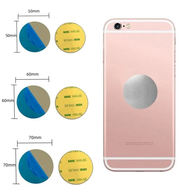 5 pz 50mm 60mm 70mm 0.5mm di spessore Piastra metallica disco lamiera di ferro per supporto magnetico per telefono cellulare per supporto magnetico per telefono per auto