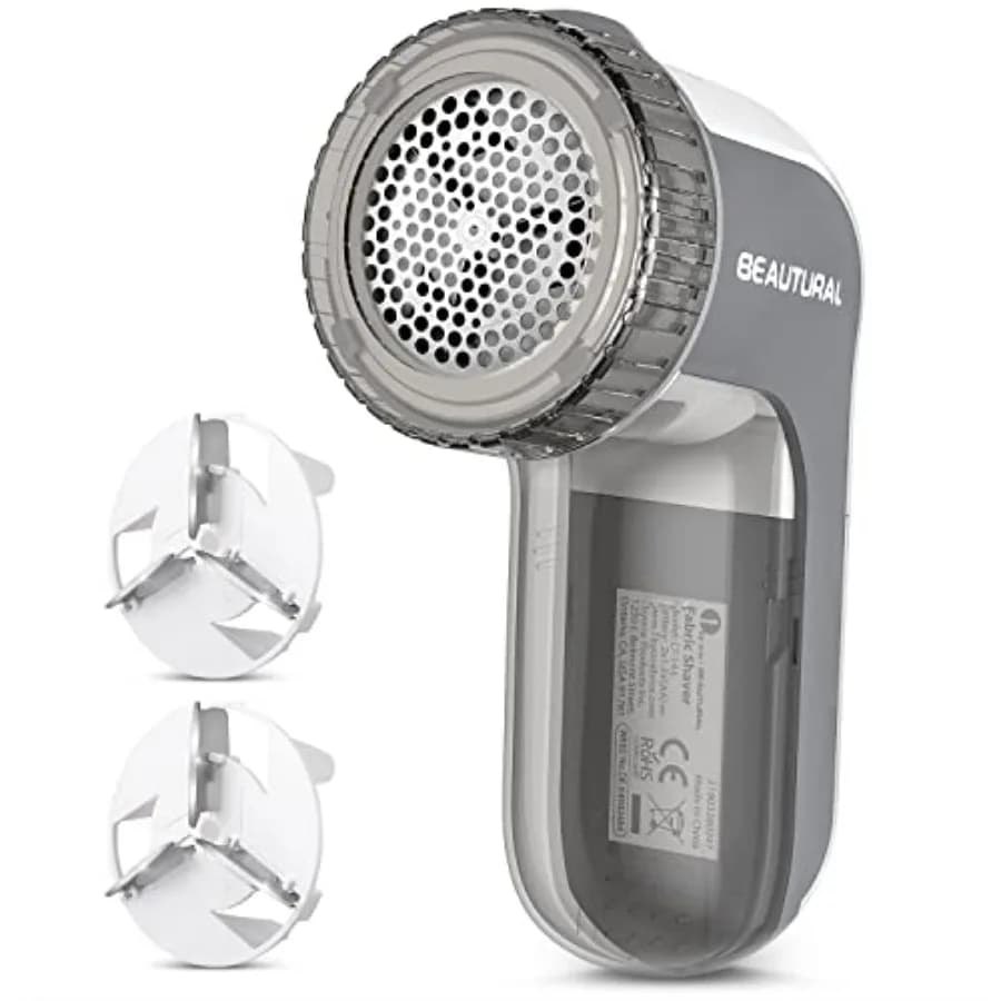 Fabric Shaver and Lint Remover, Sweater Defuzzer with 2-Speeds, 2 Replaceable Stainless Steel Blades, Battery Operated, Remove