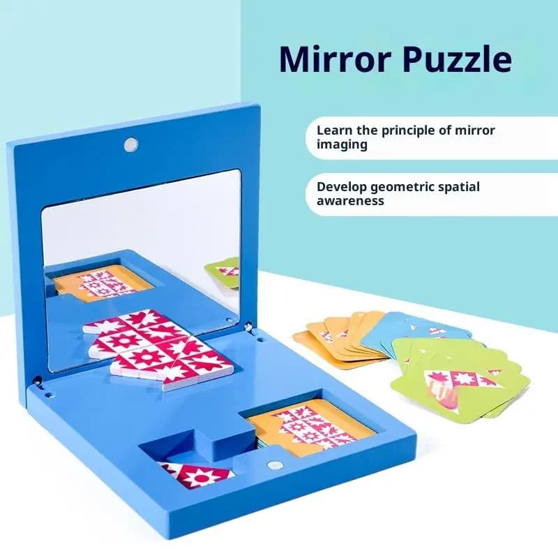 1 set di puzzle a specchio Montessori per bambini, giocattoli educativi in legno per la prima infanzia