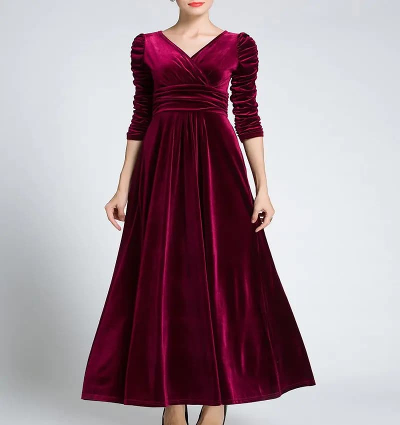 Abbigliamento donna Plus Size abito lungo velluto autunno scollo a v sera damigella d'onore Prom abaya abito lungo africano caftano musulmano