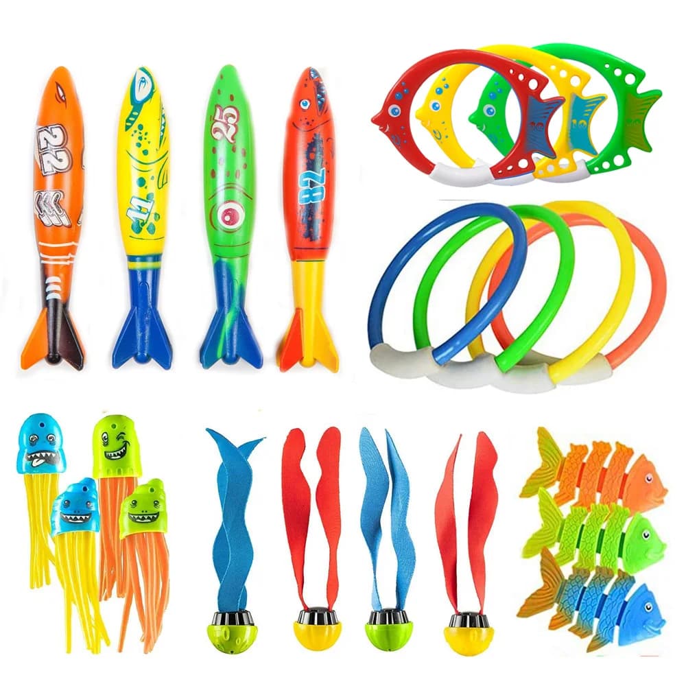 Summer Dive Toys Torpedos Polpo Diving Fish Ring Pool Water Games Gift Set for Training Kids Toys