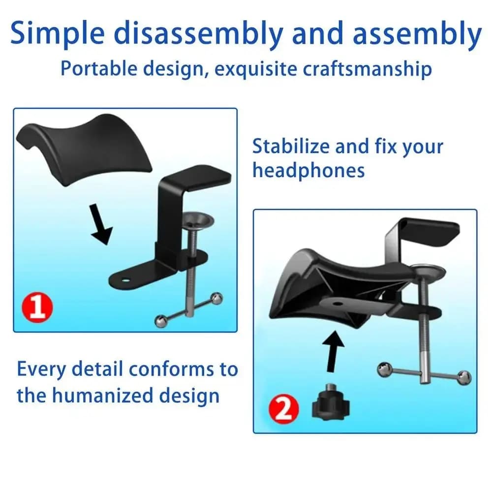 Creative Metal Headphone Stand Black Stable Non Slip Desktop Earphone Holder Anti-Scratch Cushion Gaming Headset Rack Home