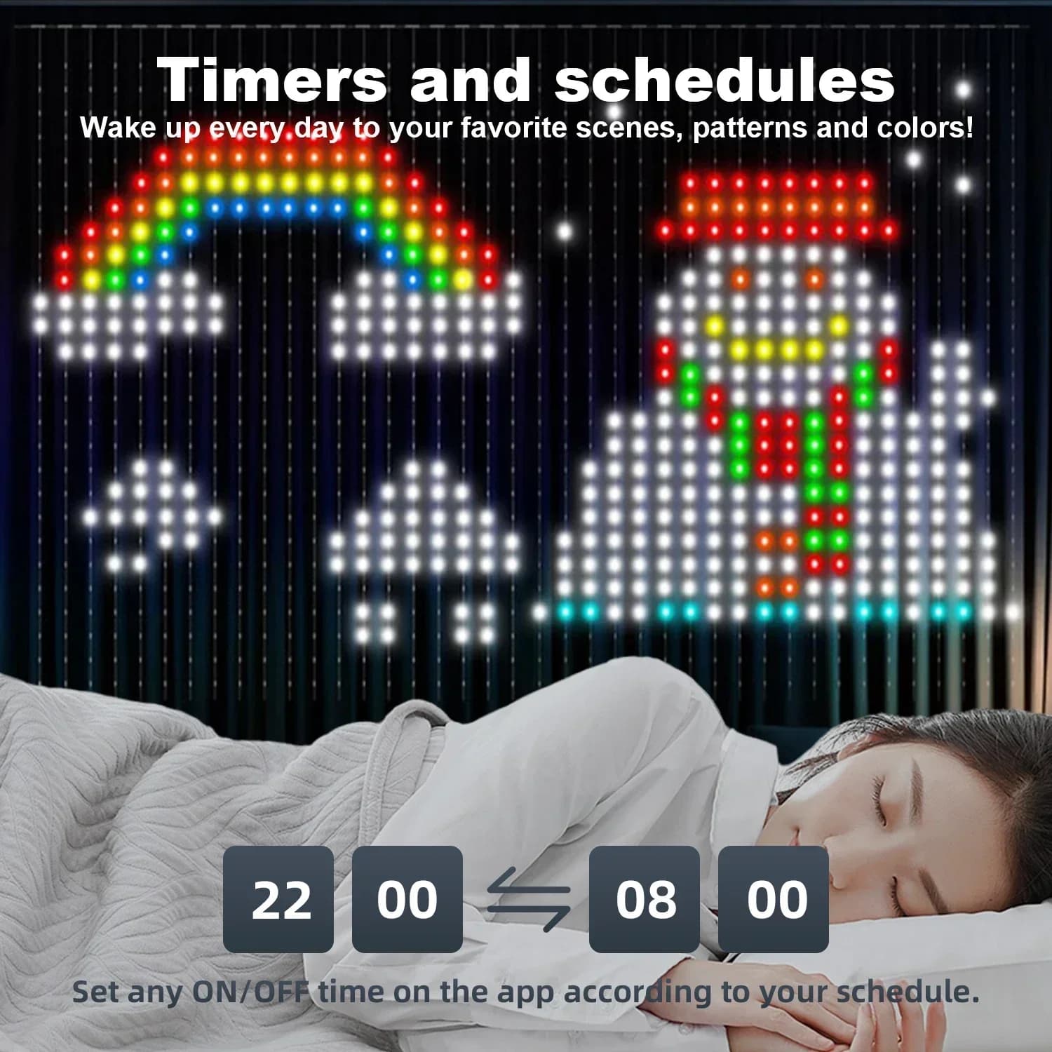 Stringa di luce per tende intelligenti da 400 LED Controllo APP Bluetooth USB Fata di Babbo Natale adatta per luci decorative per tende per feste di Natale