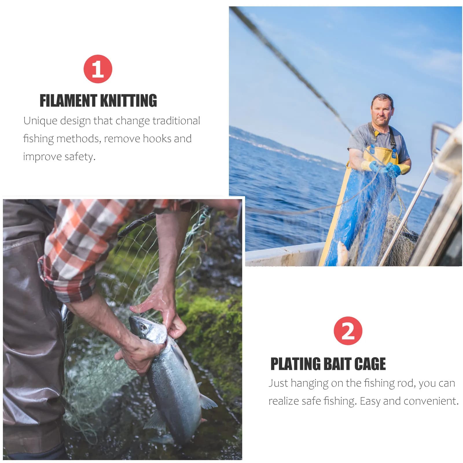 10 Pezzi Rete da Pesca con Gancio a Esplosione, Porta Esche a Molla, Strumento per la Pesca Notturna all'Aperto, Rete per Catturare Pesci con Perline Luminose