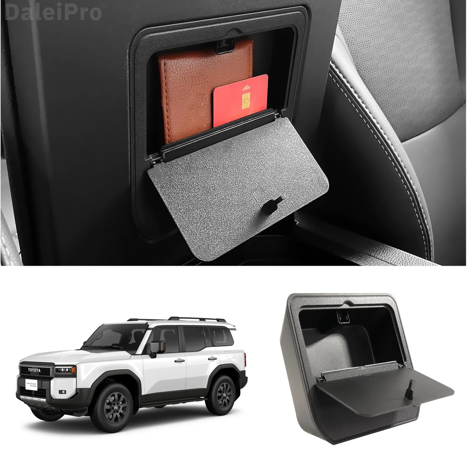 For Toyota Land Cruiser LC250 J250 Prado 2024 2025 Center Console Armrest Hidden Organizer Hidden Storage Box One-Touch Open