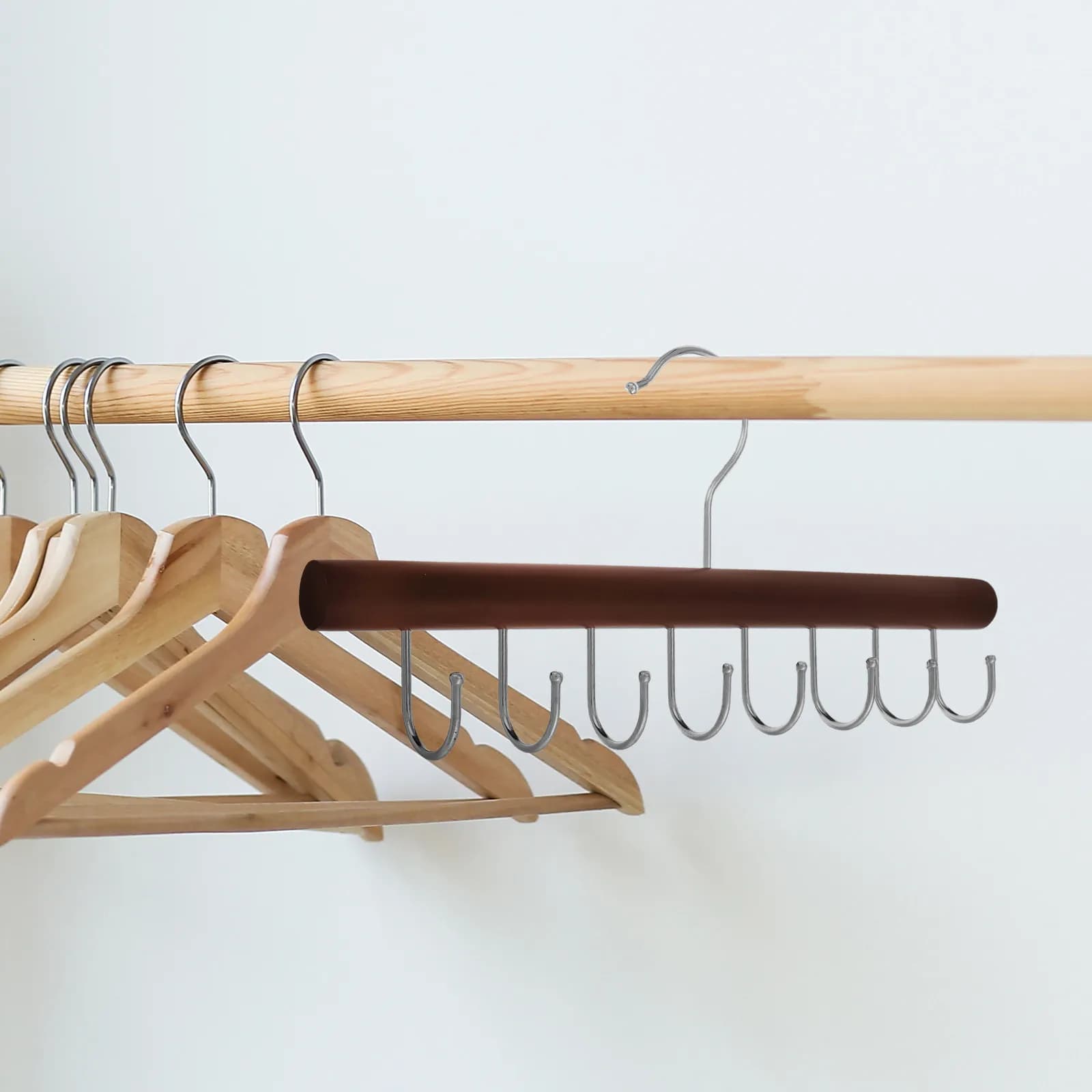 Multifunctional hanger in Solid Wood for Belts, Ties, Scarves, Trousers, Canottes, Hats - Organizer Space Saving for Wardrobe