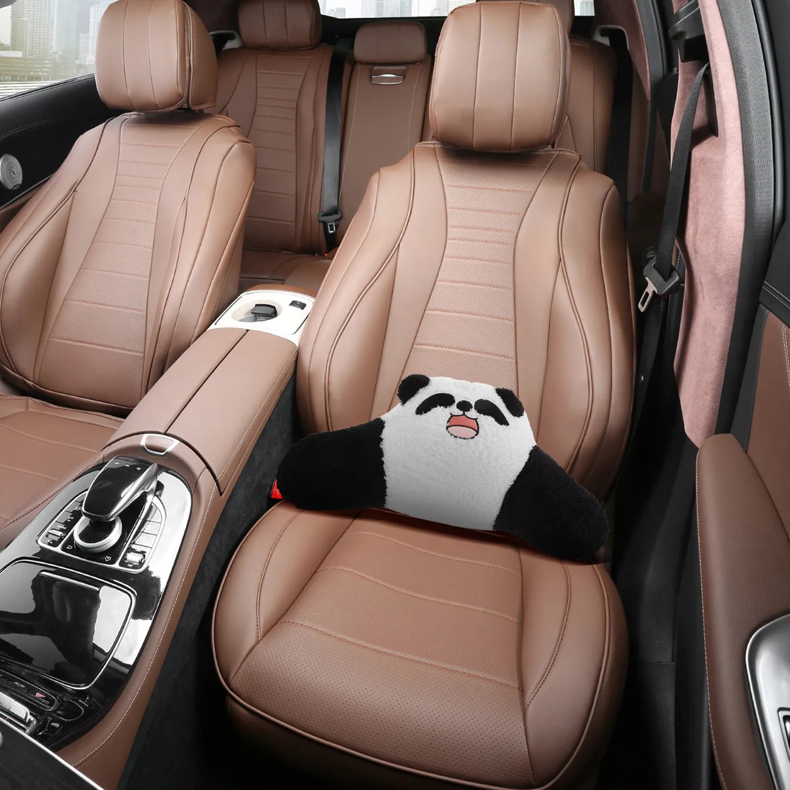 Cuscino di Supporto Lombare per Auto a Forma di Panda, Universale, Morbido e Confortevole, per Alleviare il Dolore Lombare sul Sedile del Conducente