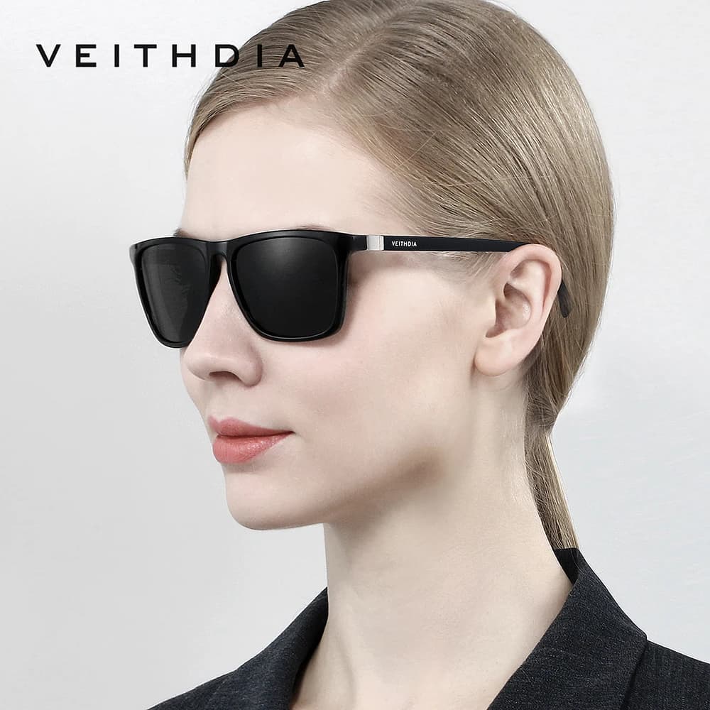 Occhiali da sole quadrati alla moda di marca VEITHDIA Occhiali da sole con montatura sfumata TR90 Occhiali da sole polarizzati con lenti UV400 per uomo donna V75FA21