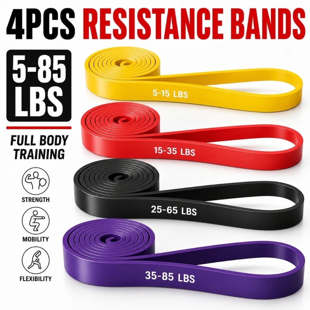 4PCSResistance Bands Set,Heavy Duty Pull Up Assistance Bands,Long Loop Exercise Bands for Strength Training,Home Gym Workouts