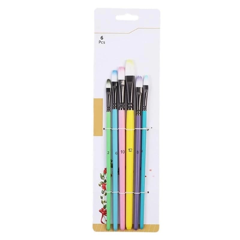 W89C 6PCS Professional Paintbrush Artist Paint Brush Nylon Bristle Paint Brush for Watercolor Gouaches Acrylic Oil Painting