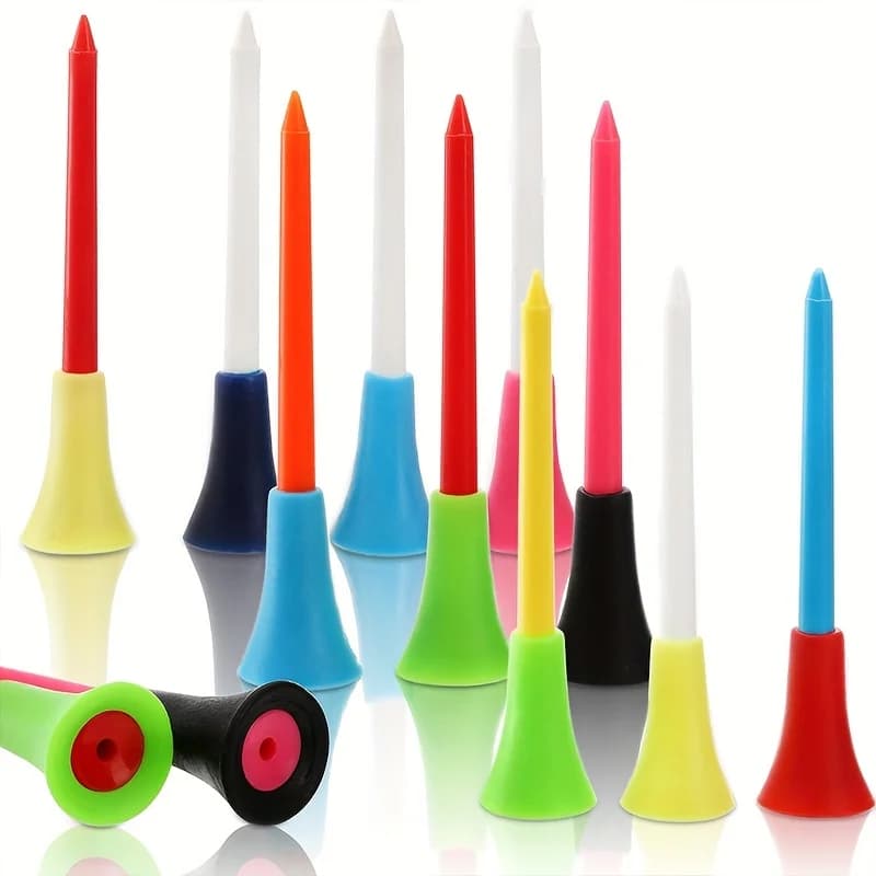 Tees da golf in plastica da 20 pezzi, top imbottiti in gomma resistente, accessori da golf - colori casuali
