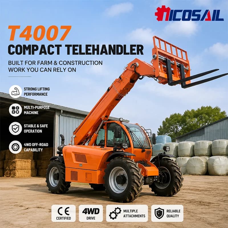 New Heavy Duty Telehandler Telescopic Loader 4WD Forklift for Agriculture Building Site Material Lifting Handling