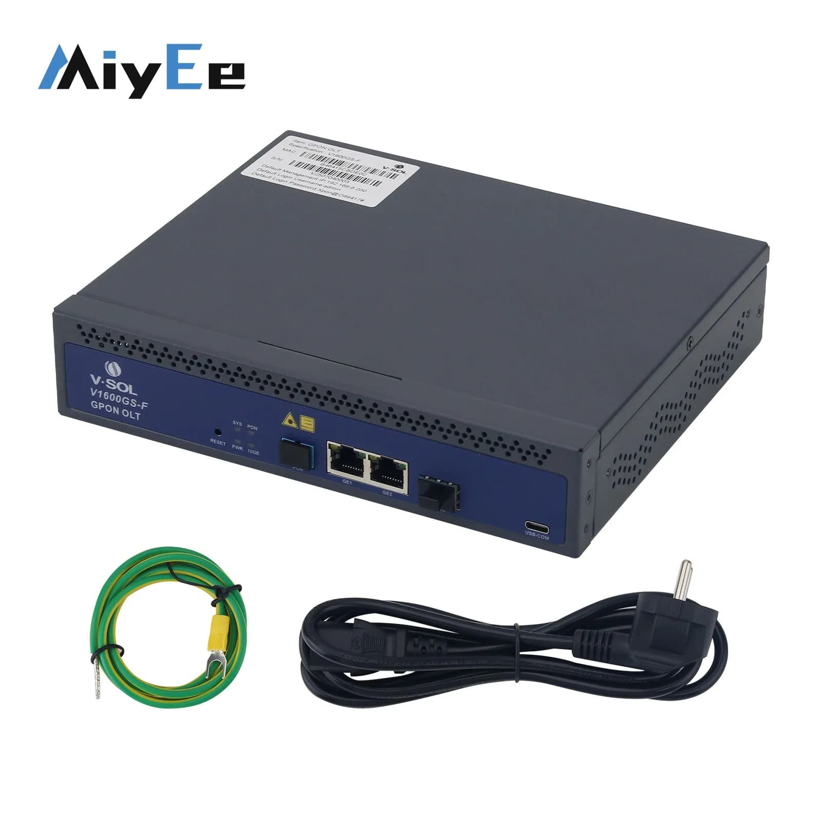 V1600GS-F (VSOL-V1600GS-F) GPON OLT a 1 porta ottenuto 1 GPON 2 RJ45 1 SFP/SFP+ e ventola di raffreddamento