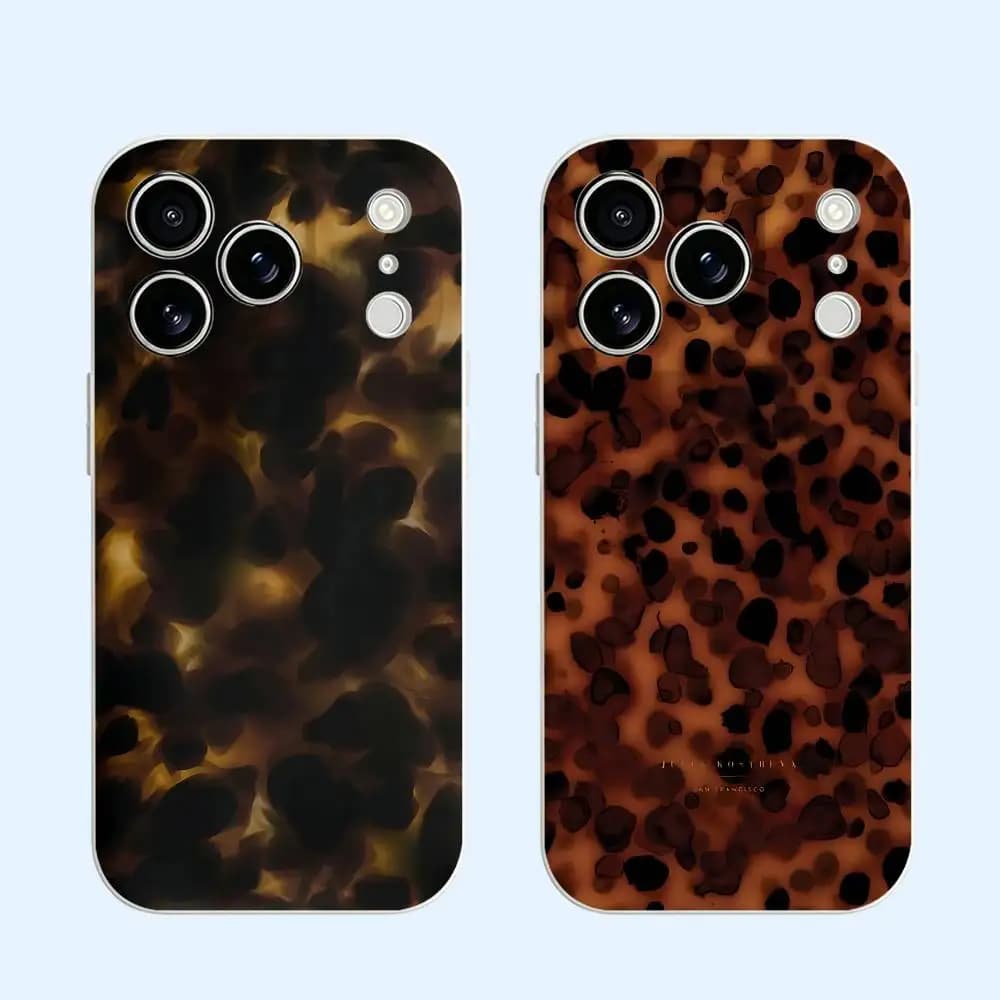 Chic Brown Tortoiseshell Aesthetic Black Soft TPU Phone Case For iPhone 17 16 15 14 13 12 11 Pro Max Plus Air XR Shell Printed