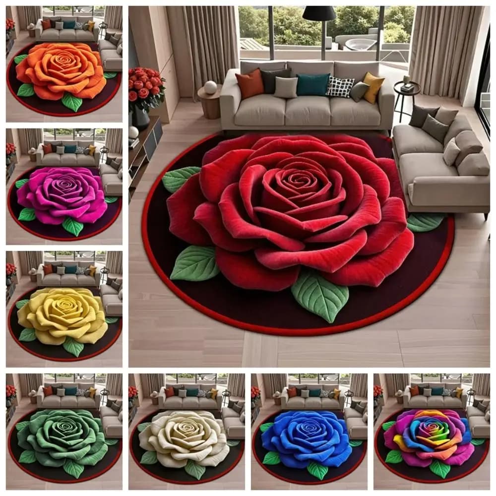 Tappetino rosa antiscivolo Ad asciugatura rapida 23,6 x 23,6 pollici Coperta Guarnizione porta 3D rotonda resistente allo sporco per soggiorno camera da letto