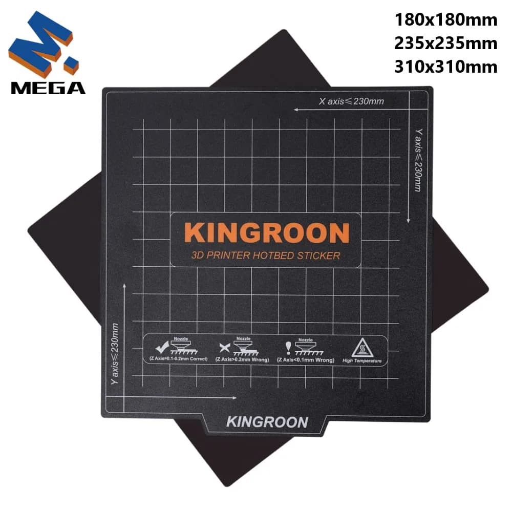 KINGROON Flexible Magnetic Heated Bed 180x180/235x235mm 3D Printer Hot Cover A + B Soft Magnetic Construction Plate for KP3S KP5L Ender 3