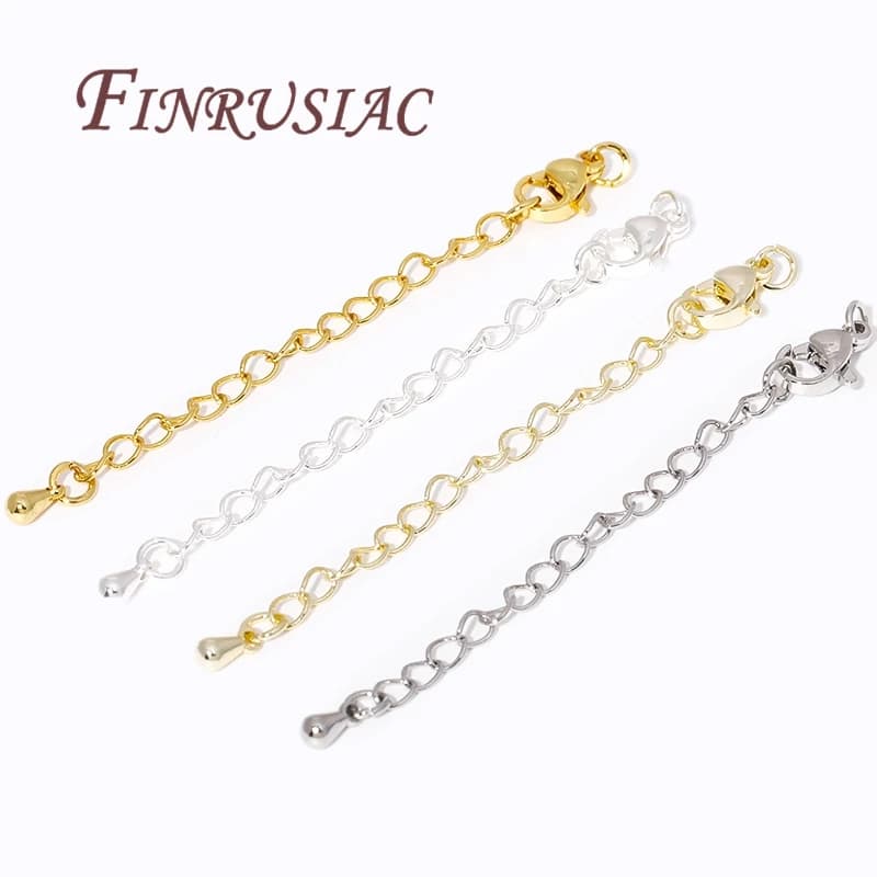 2/5/10Pcs catene a coda estesa con estensione Color oro 18 carati con connettori a moschettone per gioielli che fanno risultati di braccialetti fai da te