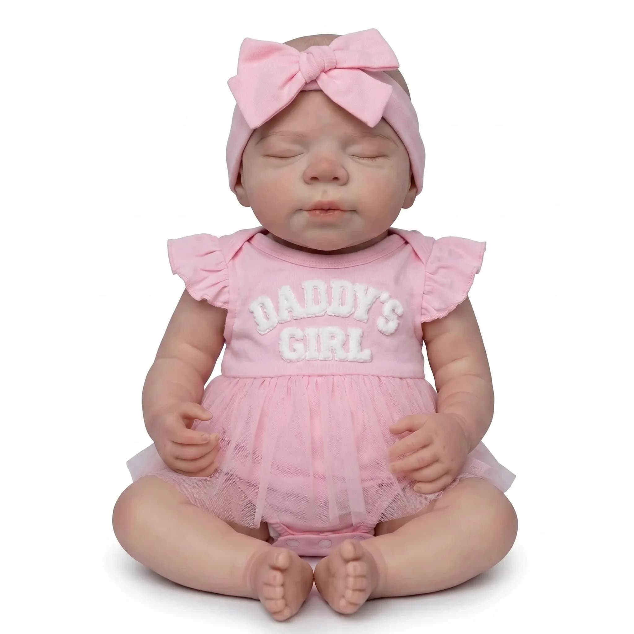 Bambola da collezione NPK 18 pollici in silicone solido platino, peso realistico da neonato, versione in silicone super morbida ed elastica.