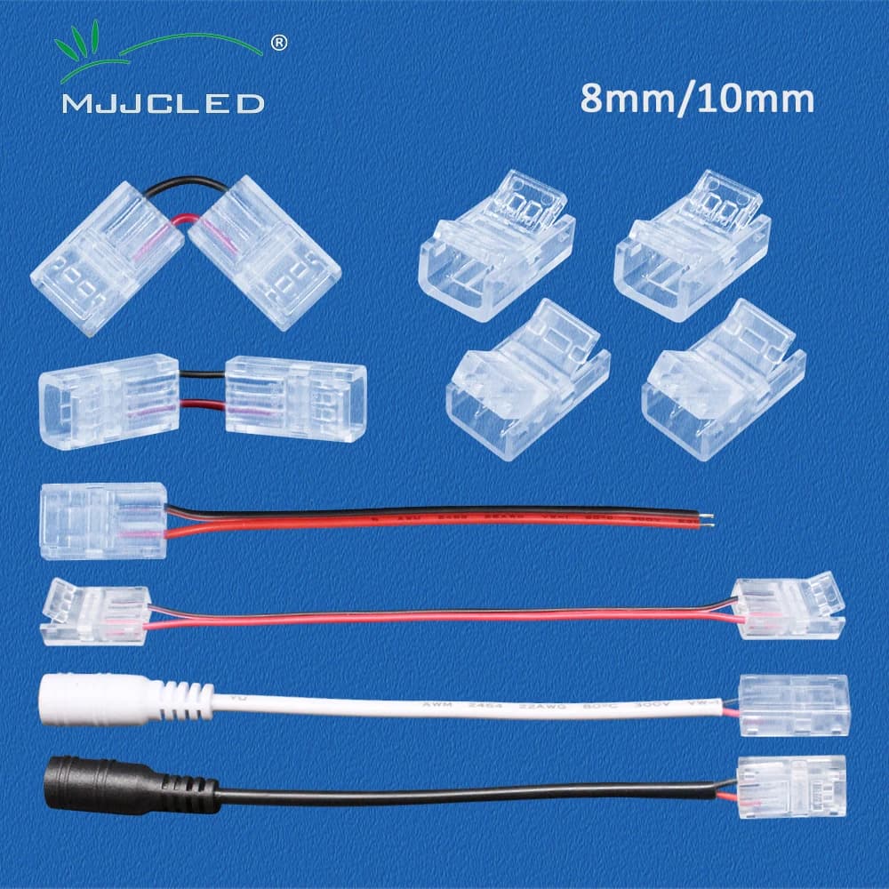 LED Strip Connector 2Pin 8mm 10mm PCB Quick Wire Corner Connector Welding-Free for 2835 5050 SMD COB Flexible LED Strip Lights