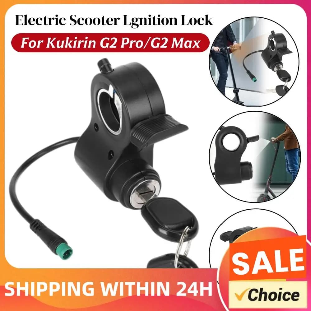 Blocco Accensione Monopattino Elettrico Kukirin G2 Pro/Max, Acceleratore a Pollice E-Scooter, Blocco Chiave di Accensione con Interruttore e Chiavi di Ricambio