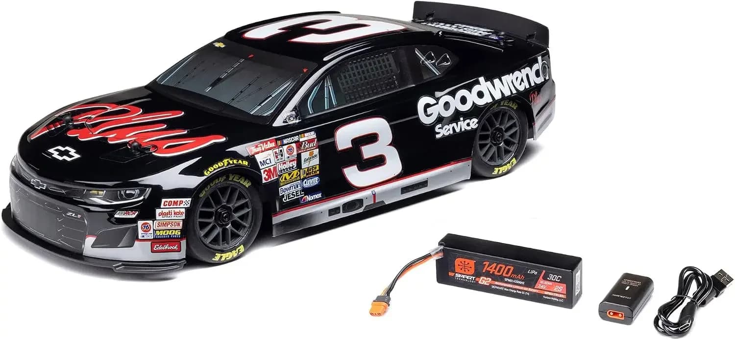 1/12 NASCAR RC Race Car RCR No. 3 GM Goodwrench Chevrolet ZL1 2S AWD RTR Brushed On-Road Battery & Charger Included Black