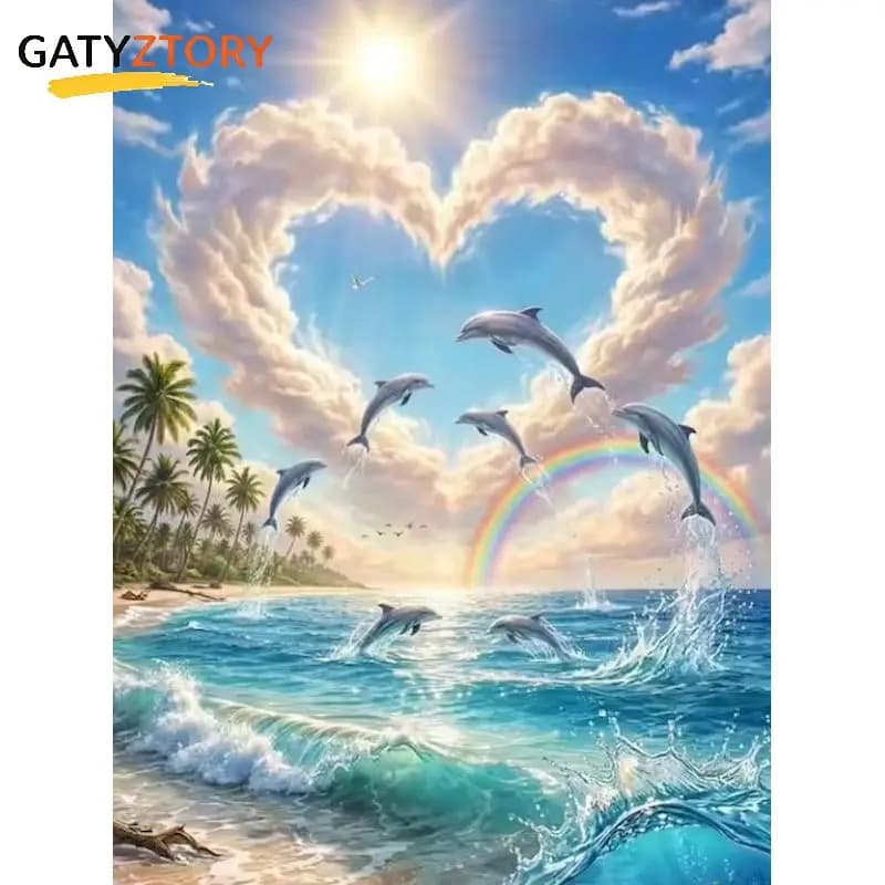 GATYZTORY Seaside Paint By Numbers Art Supplies Picture Drawing Animal Acrylic Painting on Canvas Create Wall Art Paint With Num