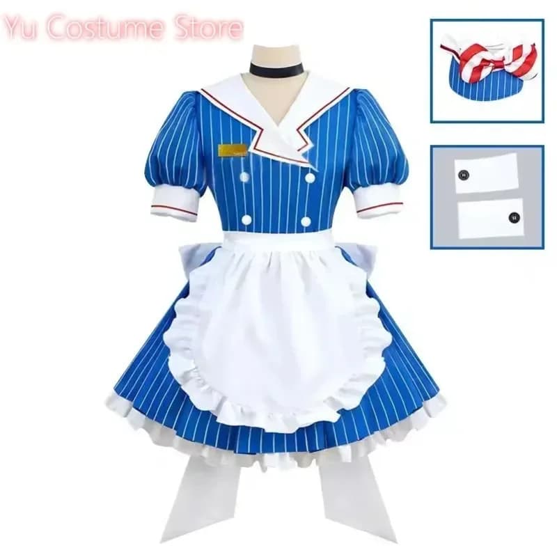 Miku Costumes Cosplay Anime Mesmerizer Uniform Women Dress Dress Shelf Striped Dress Apron Dress Halloween Christmas Carniva4;v'5,f;6.j;8'
