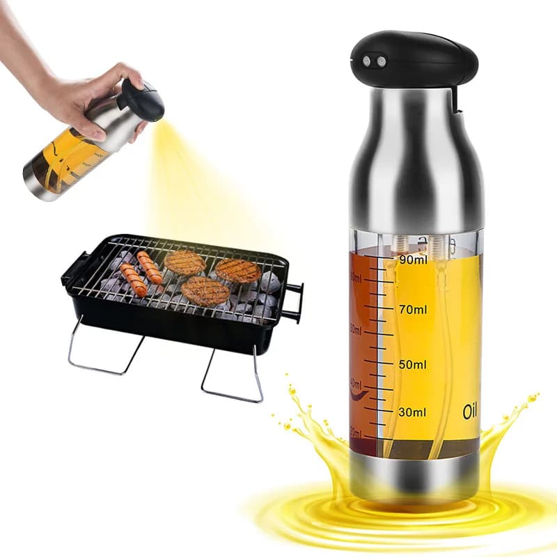 Spruzzatore d'Olio a Doppia Testa Multiuso per Cucina, Bottiglia Dosatrice per Accessori da Cucina e Friggitrice ad Aria, Insalata, Barbecue
