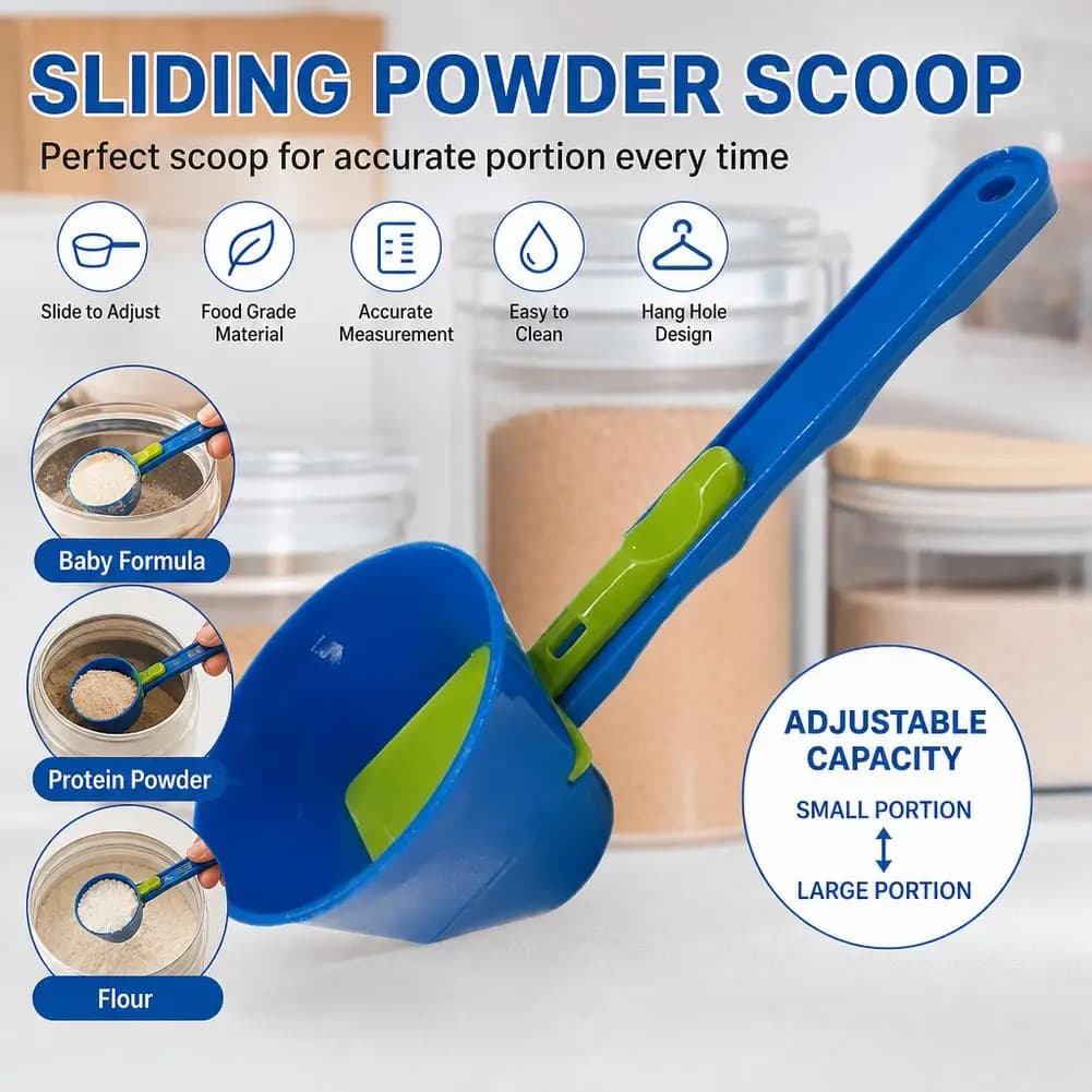 Durable PP Material Mess-Free Protein Powder /Coffee Scoop Sliding Funnel for Milk/Supplements Kitchen Gadget for All Occasion