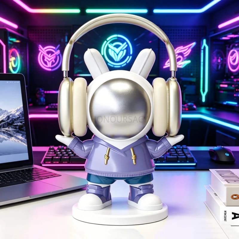 Supporto per cuffie da astronauta, supporto universale per cuffie da gaming, decorazione da scrivania a forma di astronauta, organizer multifunzionale da scrivania