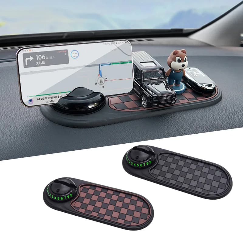 Supporto per telefono da auto 2 in 1 con tappetino antiscivolo, supporto per telefono da cruscotto con rotazione a 360 gradi, supporto stabile per smartphone universale