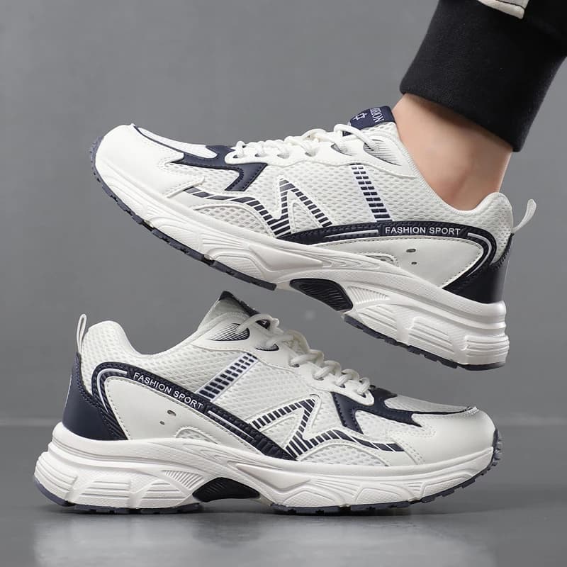 Men Large Size Breathable Mesh Running Sneakers, Thick Sole Height Boost Non-slip Durable All-match Outdoor Casual Sports Shoes