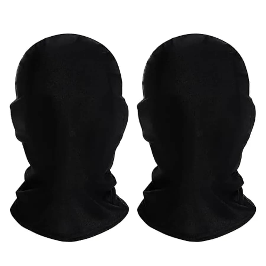 2 Pezzi Maschera Integrale Zentai in Spandex, Maschera Elastica Traspirante per Costumi di Halloween e Cosplay Unisex, Nera