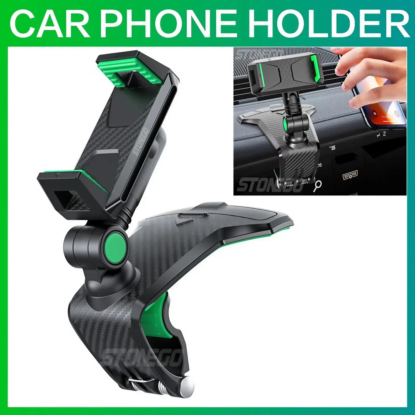 Supporto universale per telefono per auto da cruscotto Supporto per clip facile Supporto per display GPS Supporto per supporto anteriore per auto