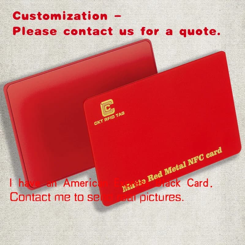 personalizzato. Biglietto da visita per controllo accessi NFC in metallo rosso stampato personalizzato Interfaccia di comunicazione RFID 13,56 MHz Accesso all'adesione VIP