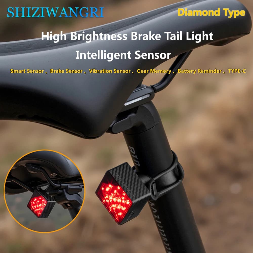 2025 Nuova luce di rilevamento del freno automatico intelligente per bicicletta 15 * LED ricarica fanale posteriore per ciclismo avvio e arresto automatico luce posteriore per bici