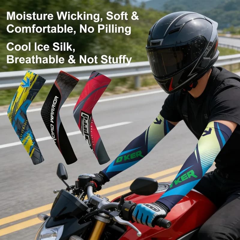 Cooling Sleeves in Ice Silk with UV Protection for Moto, Cycling, Fishing, Guide and Open Sports
