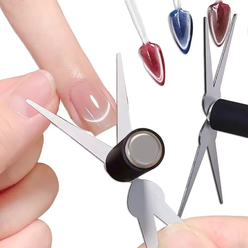 Cat Eye 2 nail magnet set in 1 shaped scissors for professional nail accessories for DIY beauty salon with French effect