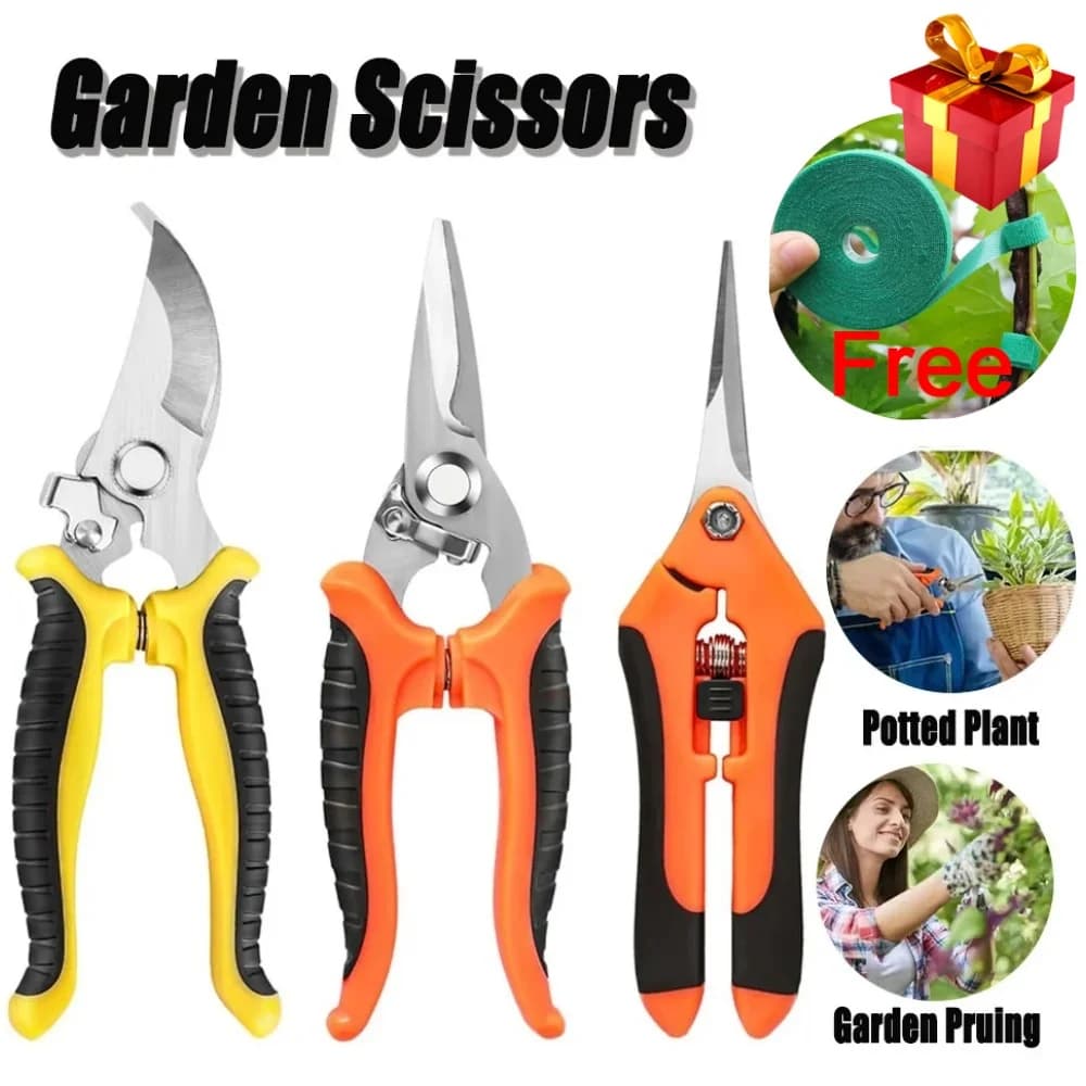 Pack of 3 professional shears, stainless steel garden scissors with rust-resistant blades, ergonomic gardening handles
