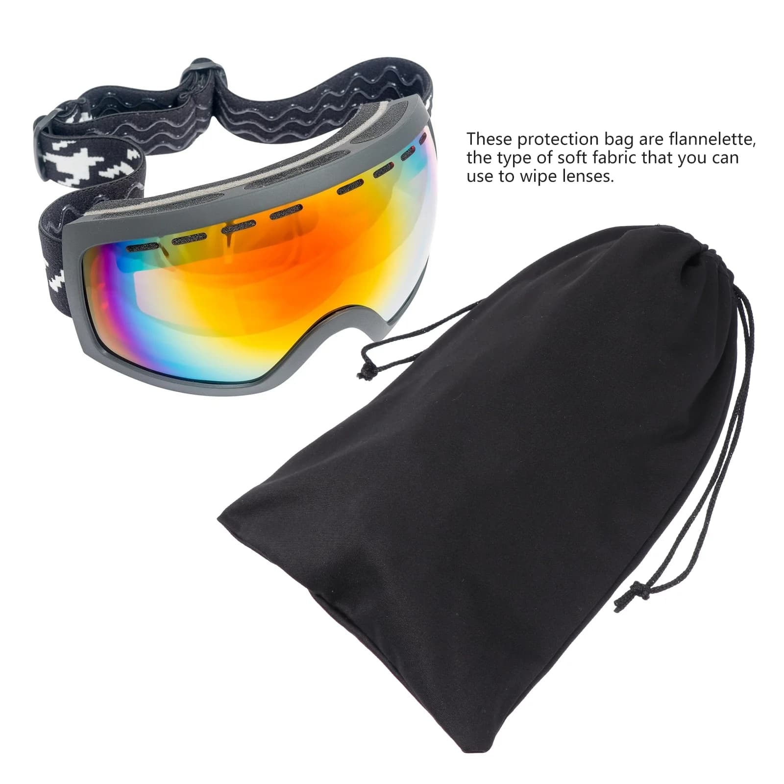 Borsa a marsupio occhiali da sci occhiali da trasporto custodia da neve custodia con coulisse borse per occhiali occhiali da sole protezione per occhiali in microfibra