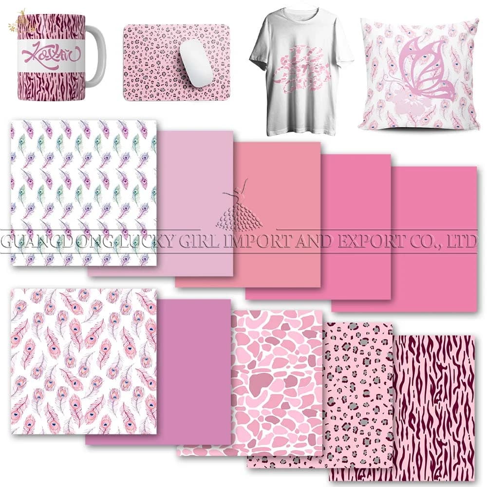 Lucky Goddness fogli di carta Transfer piuma rosa 10 pezzi 12x12 ''inchiostro a sublimazione di carta Transfer per tessuto t-shirt tazza fai da te