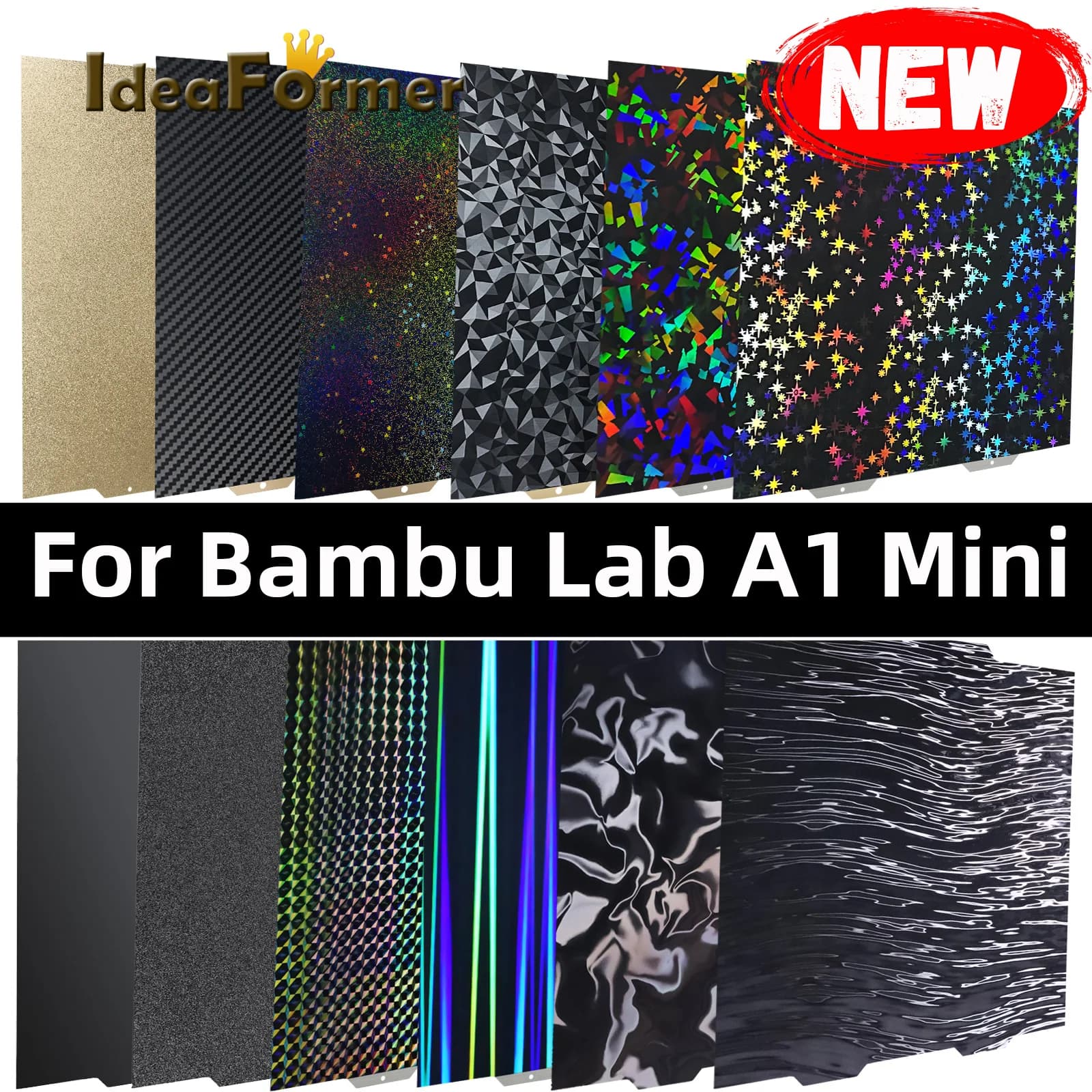 184x184mm per Bambu Lab A1 Mini PEI PEO PET H1H piastra di costruzione magnetica su entrambi i lati stampante 3d in acciaio per molle letto riscaldato